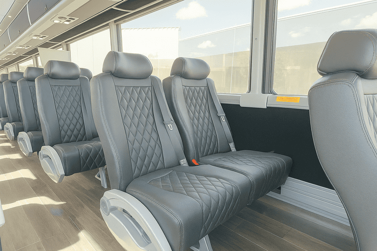 interior of Wichita Shuttle Bus Rentals charter bus